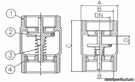 Схема для Клапан обратный пружинный Ду 25 STC