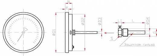 Схема для Термометр ТБ 100 мм L 100 (0-160С)