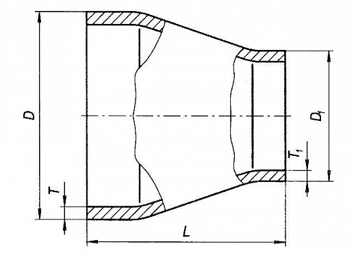 Схема для Переход стальной Дн159х114мм