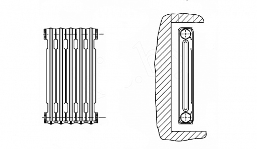 Схема для Радиатор алюминиевый Ogint Delta 500*80 мм (4 секционный)