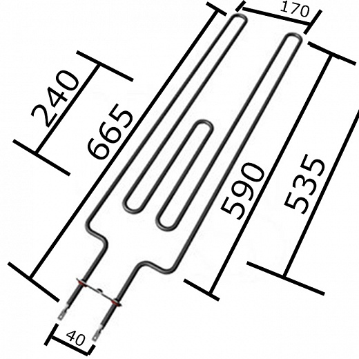 Схема для Элек. ТЭН для печи Harvia 2,0 кВт (160*655мм) 220В возд.(256-ZSE)