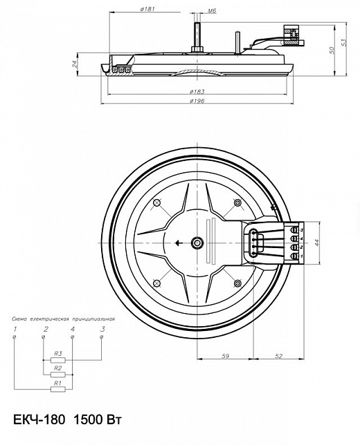 Схема для Элек. конфорка ЭКЧ 1,5 кВт Д180 мм (нержавеющий обод)